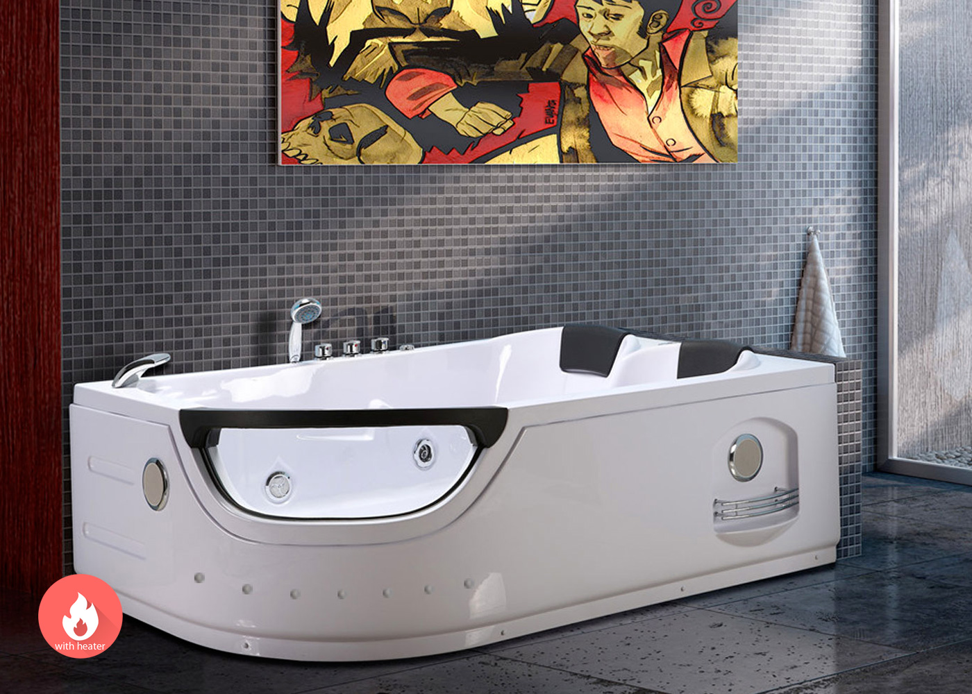Whirlpool Bathtub 70 8 X 47 2 Hot Tub With Heater And Double Pump Elite