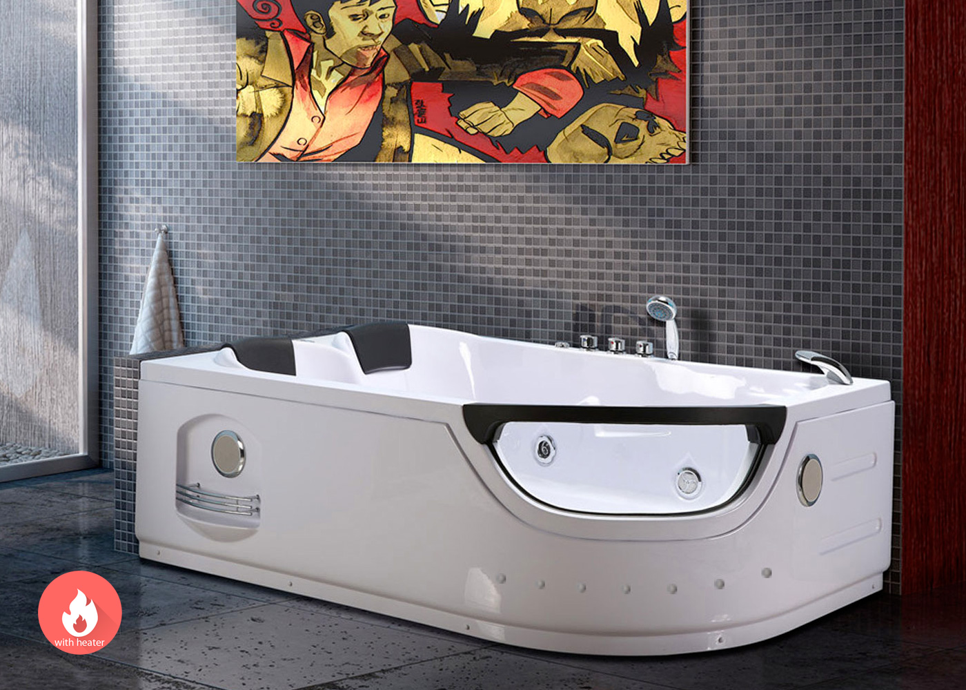 Whirlpool Bathtub 70 8 X 47 2 Hot Tub With Heater And Double Pump Luna