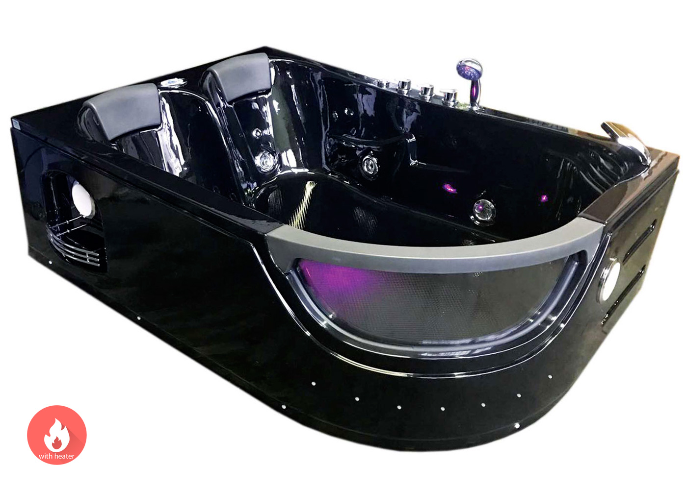 Whirlpool Bathtub 71 6 X 48 Black Hot Tub Double Pump And Heater Pegaso